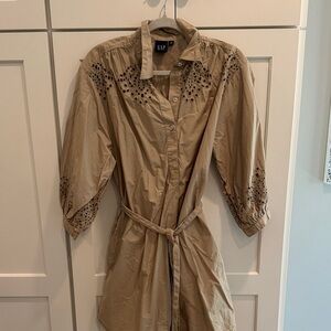 GAP Tan Embroidered Dress